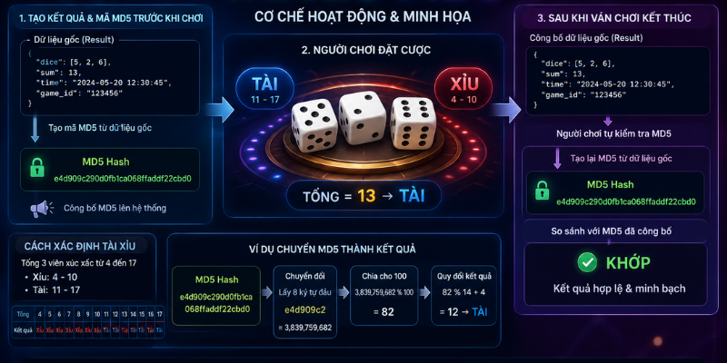 Cơ chế hoạt động của tài xỉu MD5 và quy trình xác minh mã băm MD5